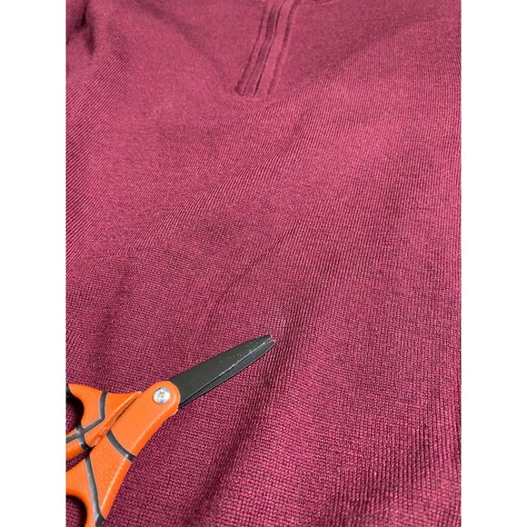 Fairway & Greene Italian Merino Wool Burgundy Quarter Zip Sweater Size Medium - Picture 8 of 16